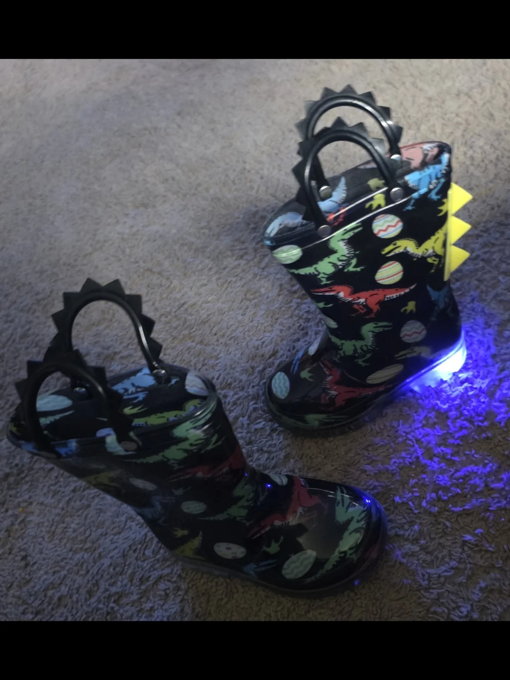 Toddler Kids Waterproof Light Up Rain Boots With Handles Size 6T U.S